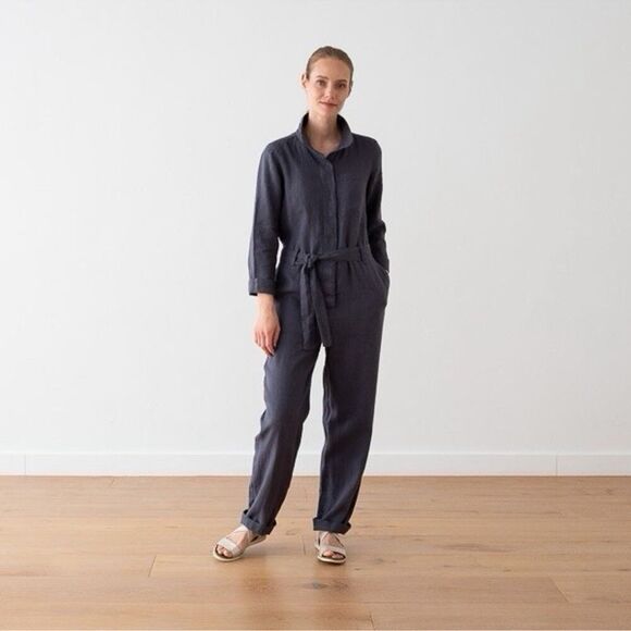 $268 UNSUBSCRIBED 100% Silk Utility Long Sleeves Jumpsuit NWOT SMALL - Picture 3 of 7